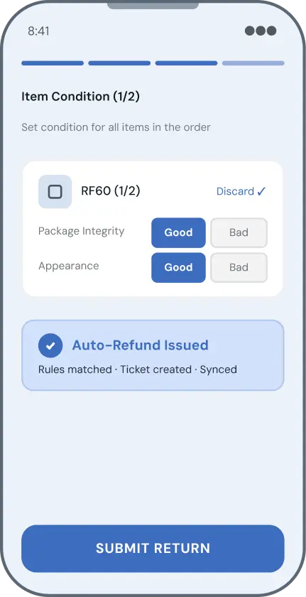 Submit mobile screen