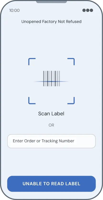 Scan label mobile screen