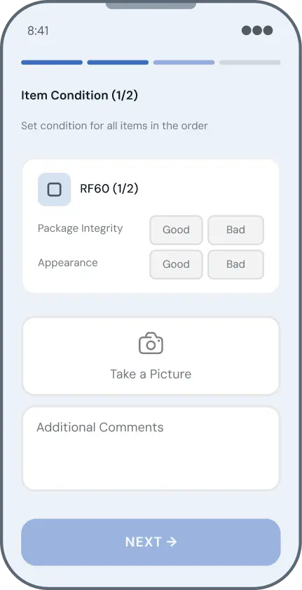Verify condition mobile screen