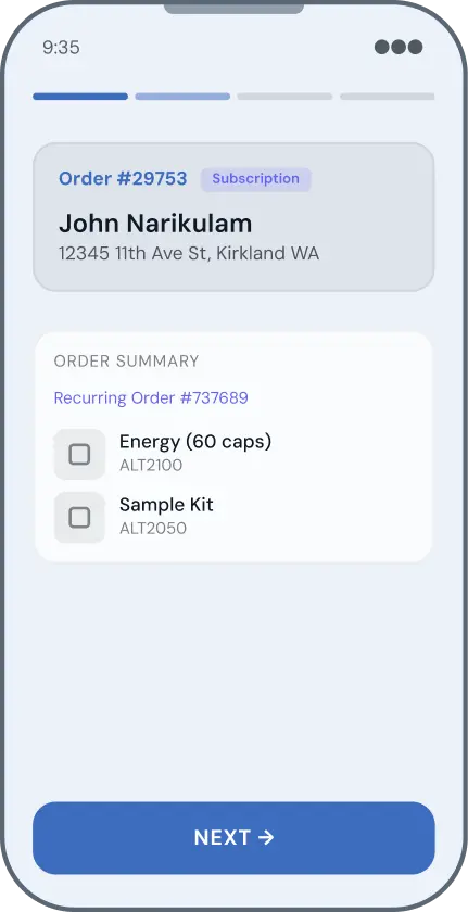 Review order mobile screen
