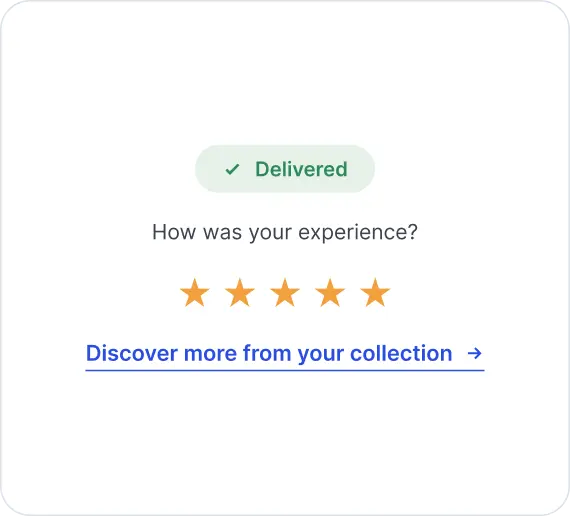 Delivered order with a five-star feedback prompt and store link