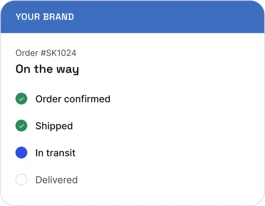 Branded tracking page with order progress